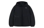 Li Ning Fitness Series Down Jackets Men's Black Hooded Moderate Quilted Down Jacket