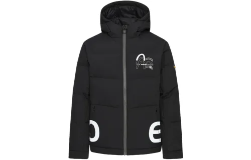 EVISU Down Jackets Men's Black Hooded Moderate Down Jacket