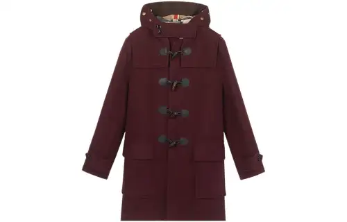 Burberry Coats Men's Dark Red Hooded Moderate