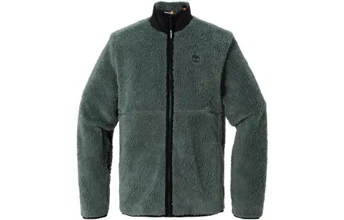 Timberland Velvet Jackets Men's Dark Green Stand Collar Moderate