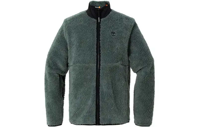 Timberland Velvet Jackets Men's Dark Green Stand Collar Moderate