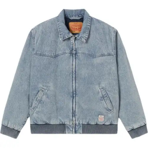 Comfortable fashionable denim long-sleeve for leisure, blue jacket, oversize