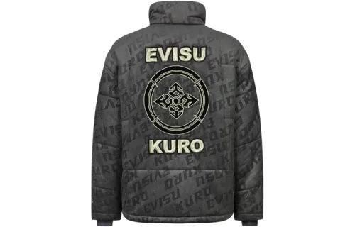 EVISU Puffer Jackets Men's Charcoal Gray Stand Collar Moderate Other