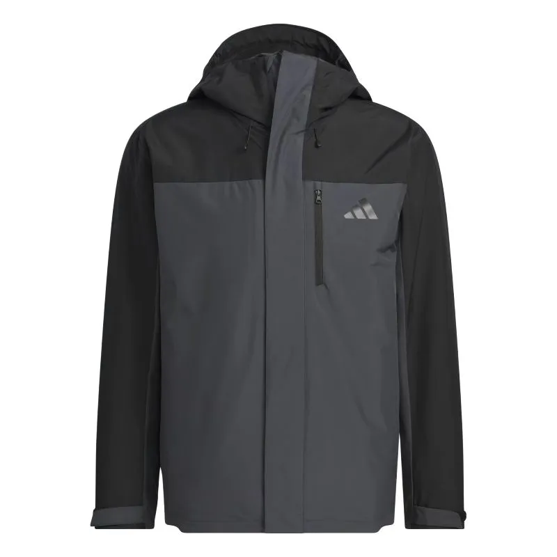 Adidas THREE in ONE FLEECE JACKET Windproof 3 in 1 Fleece Lined Casual Hooded Jackets & Coats Unisex Solid Dark Gray
