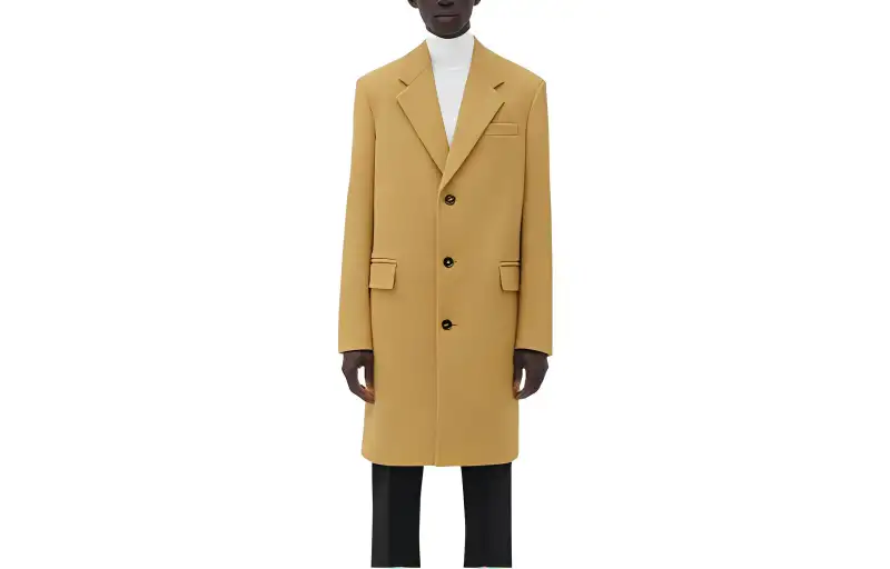 Bottega Veneta Coats Men's Yellow Lapel Moderate Straight Fit
