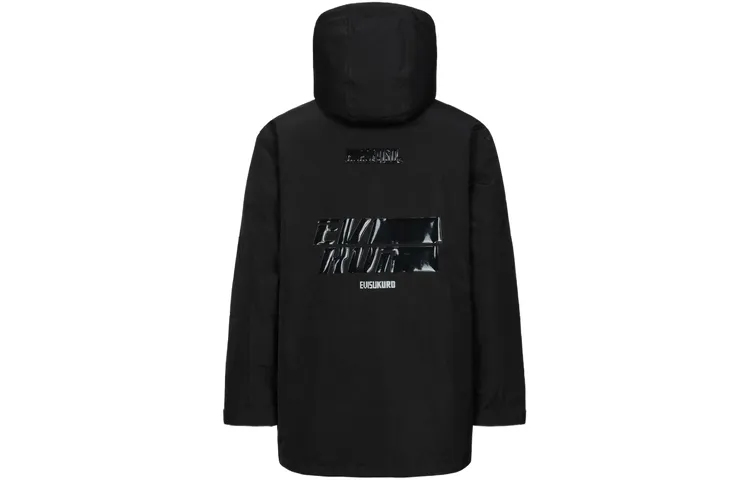 EVISU Down Jackets Men's Black Hooded Moderate Down Jacket