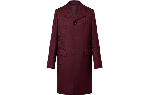 LOUIS VUITTON Coats Men's Red Lapel Moderate Straight Fit
