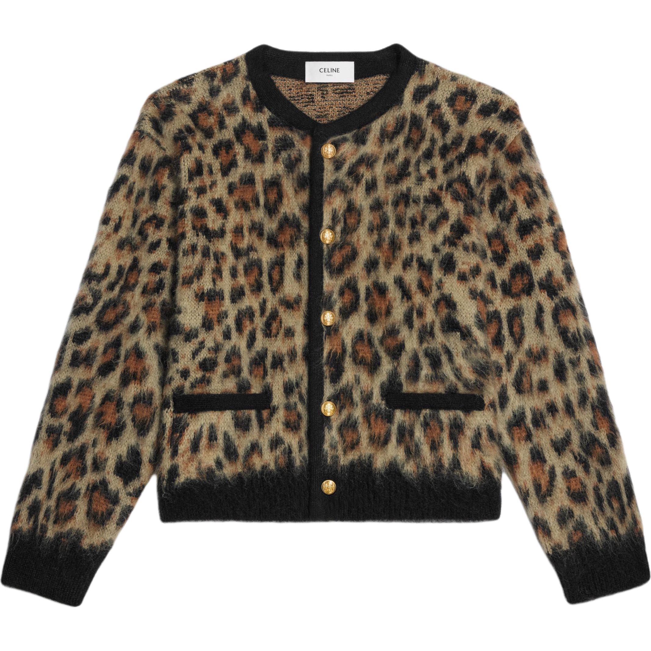 CELINE Cardigan Jacket In Brushed Mohair