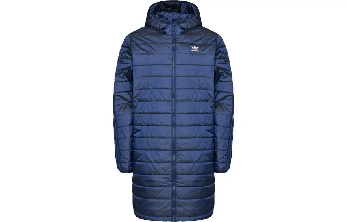 Adidas Puffer Jackets Men's Blue Hooded Moderate Other
