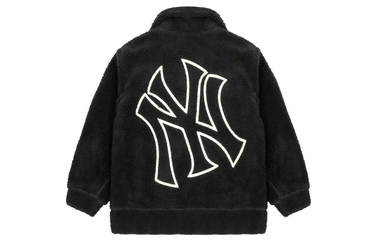 MLB New York Yankees Large Logo Sherpa Fleece Lined Jacket Unisex Black