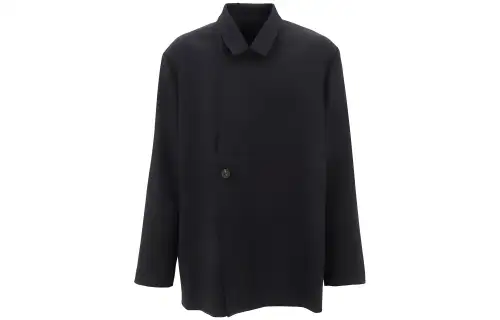 Balenciaga Coats Men's Black Lapel Moderate Straight Fit