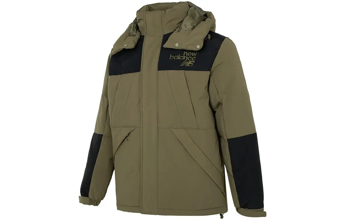 New Balance Down Jackets Unisex Army Green Hooded Moderate Other