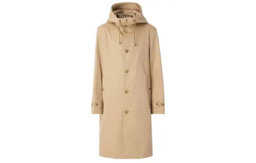 Burberry Coats Men's Khaki Hooded Moderate Straight Fit
