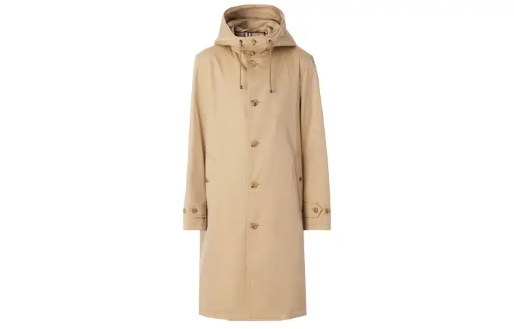 Burberry Coats Men's Khaki Hooded Moderate Straight Fit