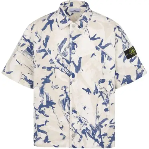 STONE ISLAND Logo Patch Short Sleeved Shirt