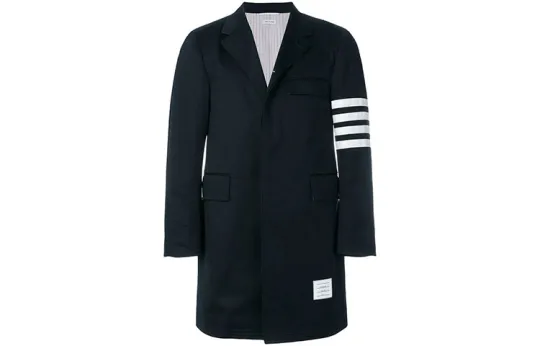 THOM BROWNE Coats Men's Navy Blue Suit Collar Moderate Straight Fit