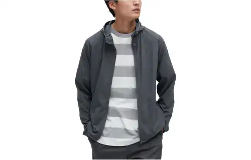 UNIQLO Sun Protection Clothing Men's Dark Gray Hooded Moderate Straight Fit