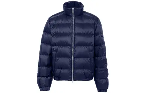 PRADA Down Jackets Men's Marine Blue Stand Collar Moderate Other
