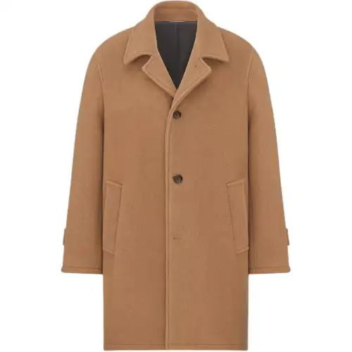 DIOR Coats Men's Brown Lapel Moderate Straight Fit