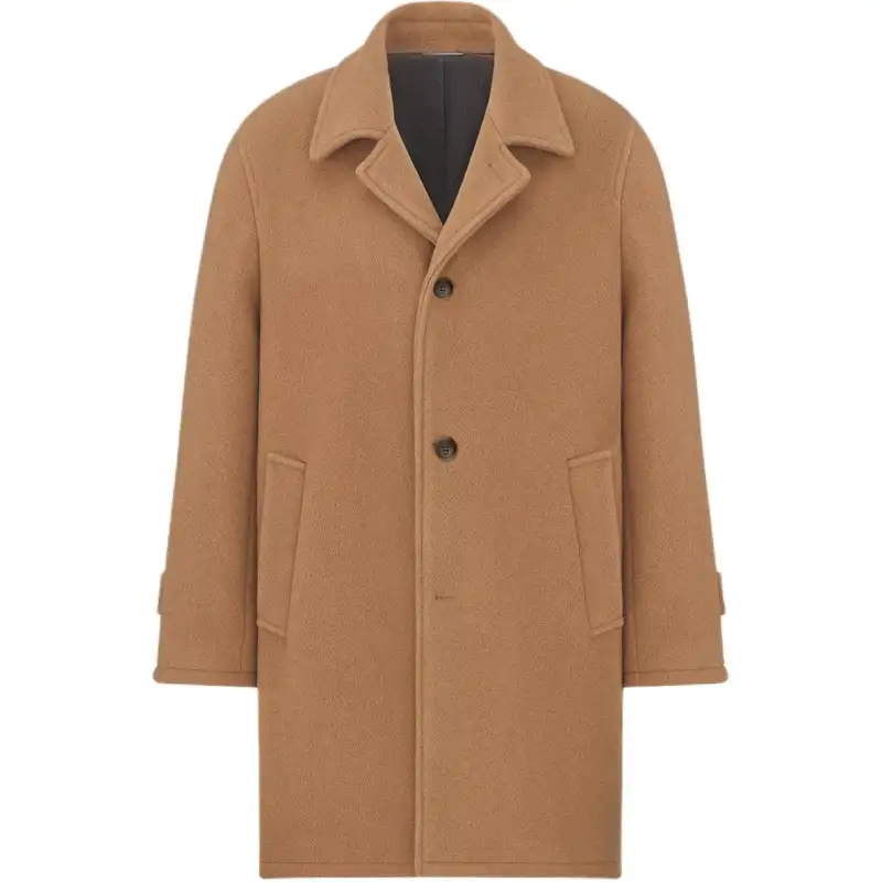 DIOR Coats Men's Brown Lapel Moderate Straight Fit
