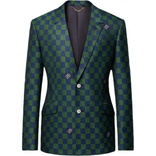 LOUIS VUITTON Jacquard Damier Wool Single Breasted Jacket