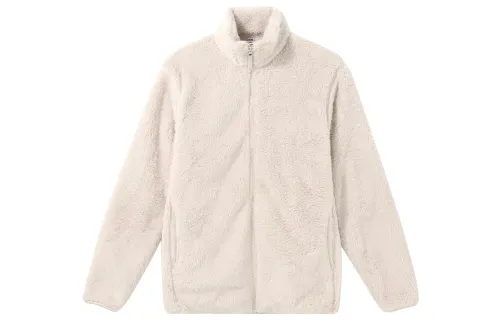 UNIQLO Velvet Jackets Unisex Ivory Stand Collar Moderate