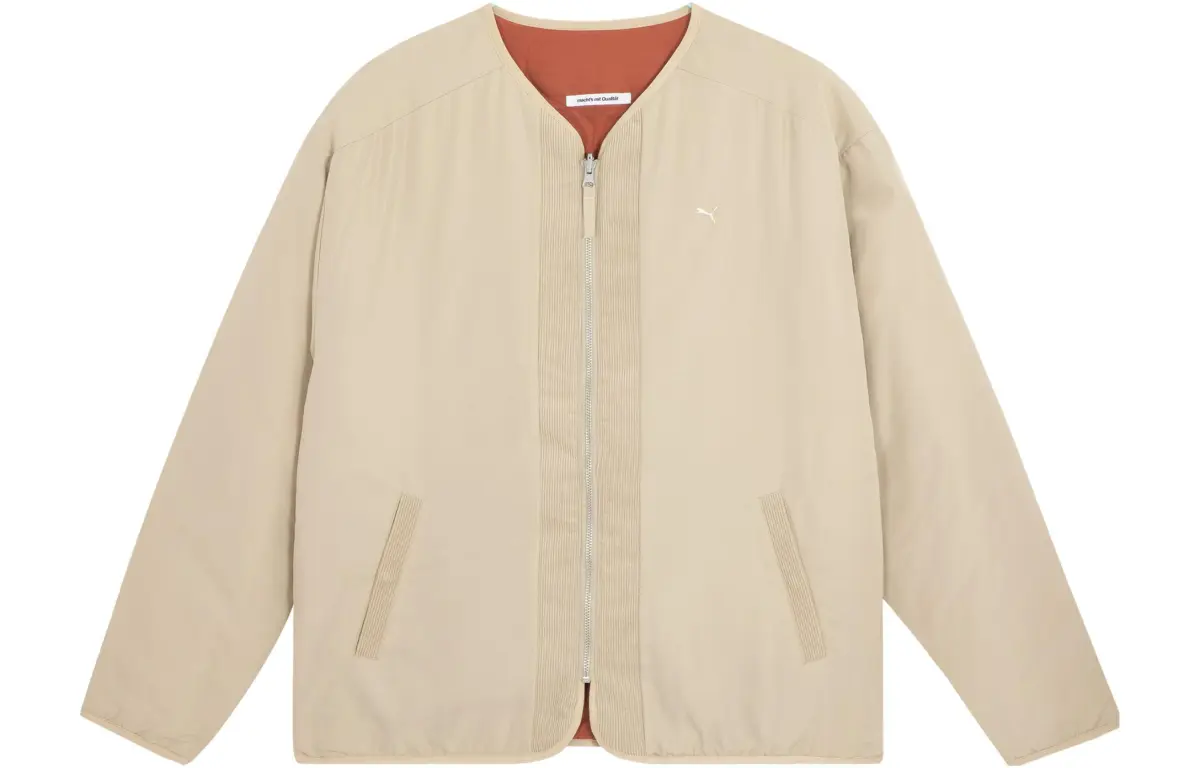 PUMA Mmq LW Jackets Unisex Roasted Almond V-neck Moderate Straight Fit