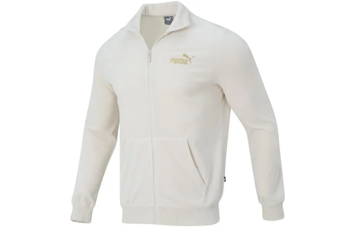 PUMA Jackets Men's White Lapel Moderate Straight Fit