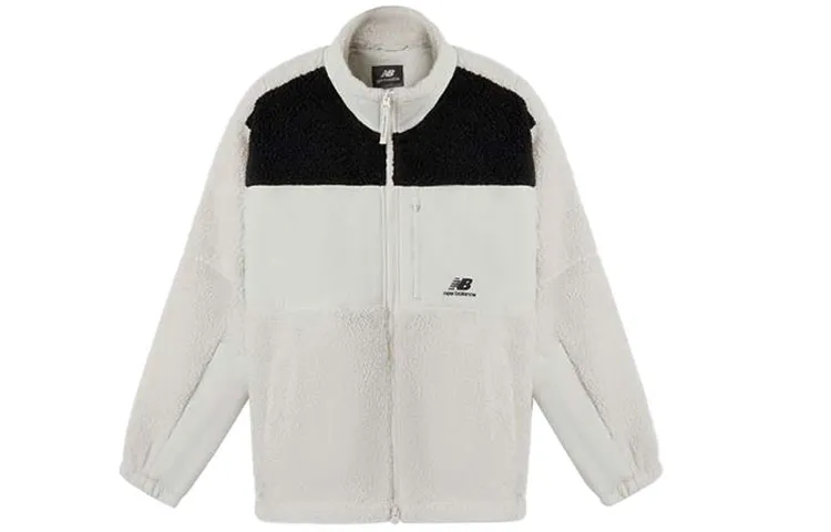 New Balance Velvet Jackets Unisex Black/White Stand Collar Moderate