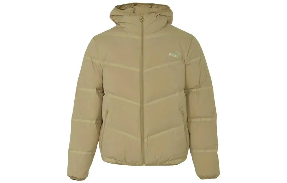 PUMA Down Jackets Unisex Brown Hooded Moderate Puffer Jacket