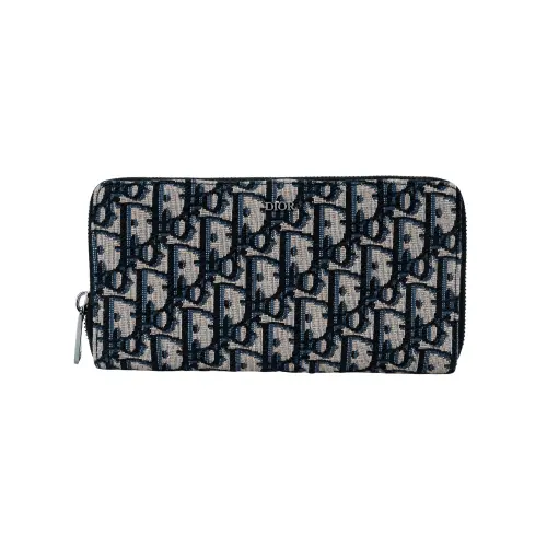 DIOR Cow Leather Wallet Clutch Unisex Black/Beige