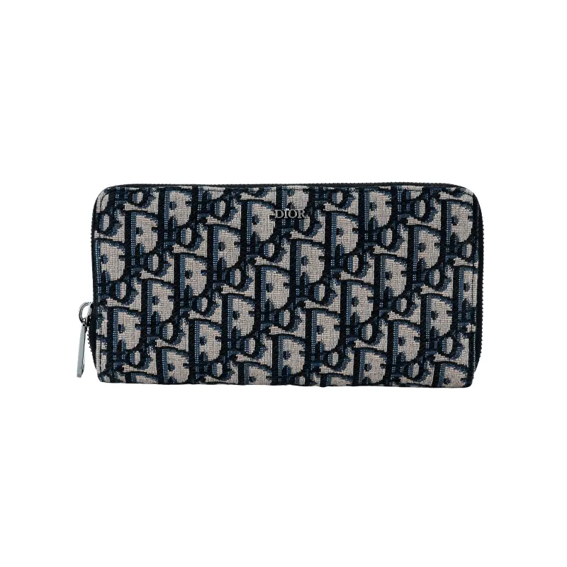 DIOR Cow Leather Wallet Clutch Unisex Black/Beige