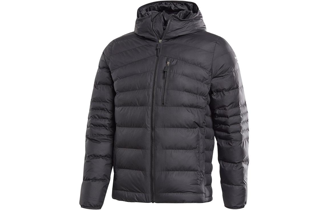 Reebok Твердый цвет короткий капюшон удерживающий тепло виды спорта жакет хлопок служить мужской стиль черный