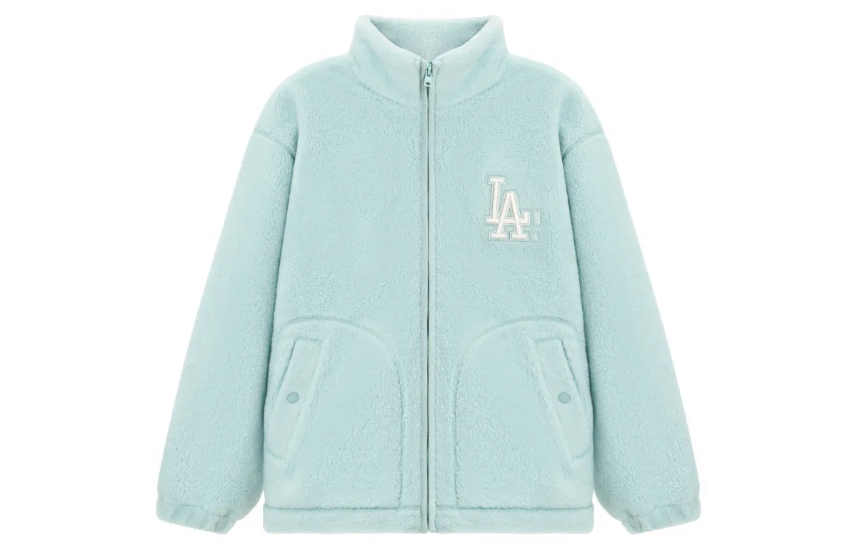 MLB Velvet Jackets Unisex Blue Stand Collar Moderate Straight Fit