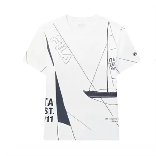 FILA T Shirts Men's White Crew Neck Moderate Straight Fit