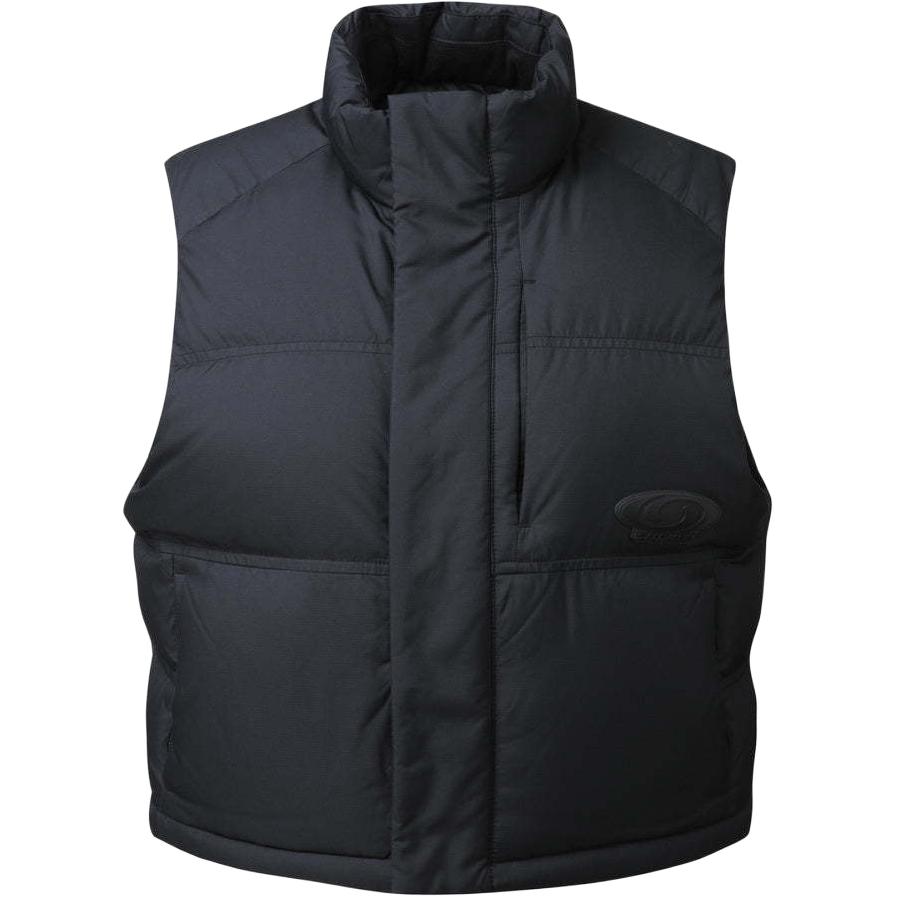 SALOMON Salomon Korean thread logo printed stand collar zipper sleeveless vest men's black