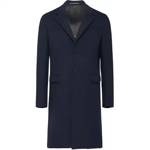 PRADA Coats Men's Blue Lapel Moderate Straight Fit