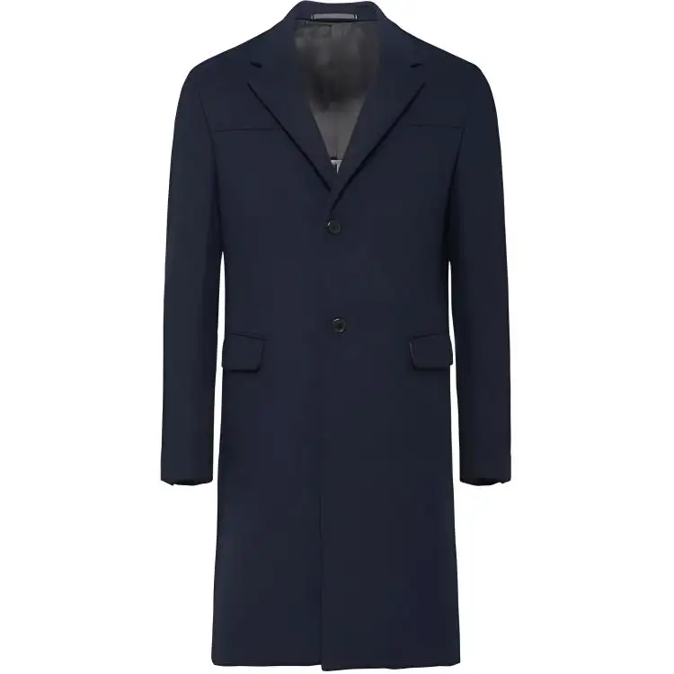 PRADA Coats Men's Blue Lapel Moderate Straight Fit