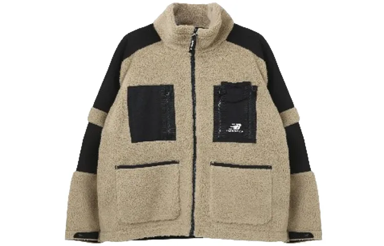 New Balance Velvet Jackets Men's Khaki Stand Collar Moderate