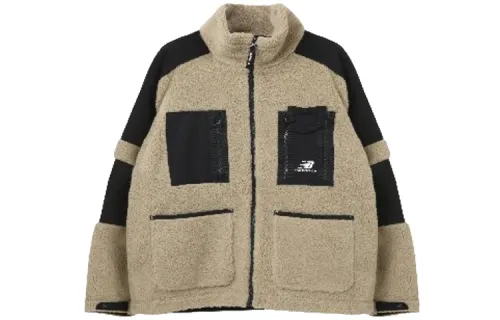 New Balance Velvet Jackets Men's Khaki Stand Collar Moderate