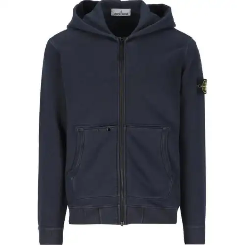 STONE ISLAND Logo Patch Zip Up Hoodie