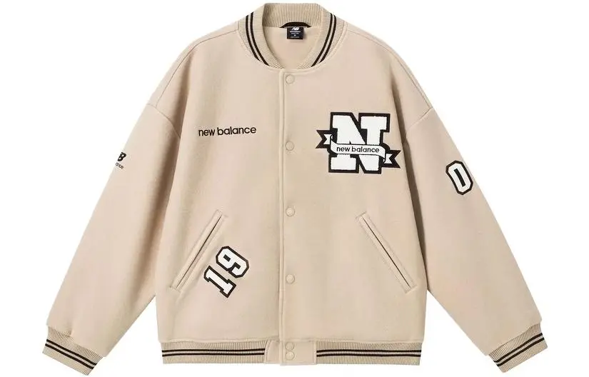 New Balance Baseball Jackets Unisex Khaki Baseball Collar Moderate Straight Fit