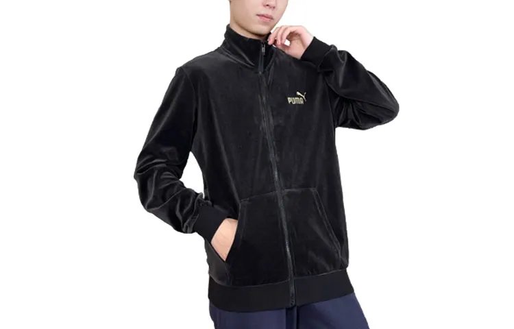 PUMA Velvet Jackets Men's Black Hooded Moderate Straight Fit