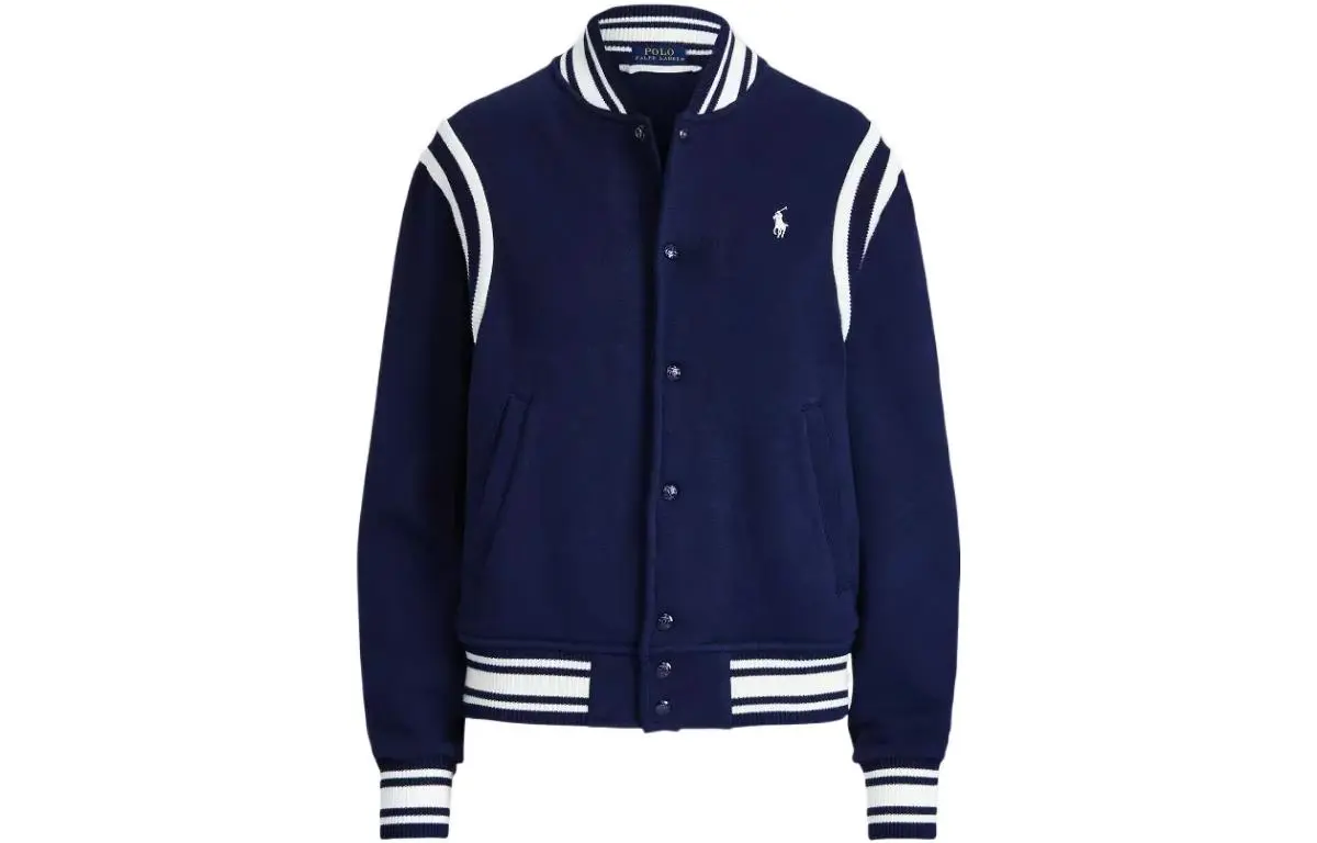 Polo Ralph Lauren Baseball Jackets Unisex Blue Baseball Collar Moderate Straight Fit