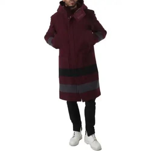 Burberry Coats Men's Dark Red Hooded Moderate