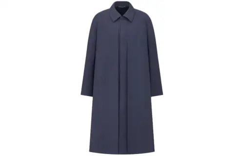 DIOR Coats Men's Blue Lapel Moderate Straight Fit