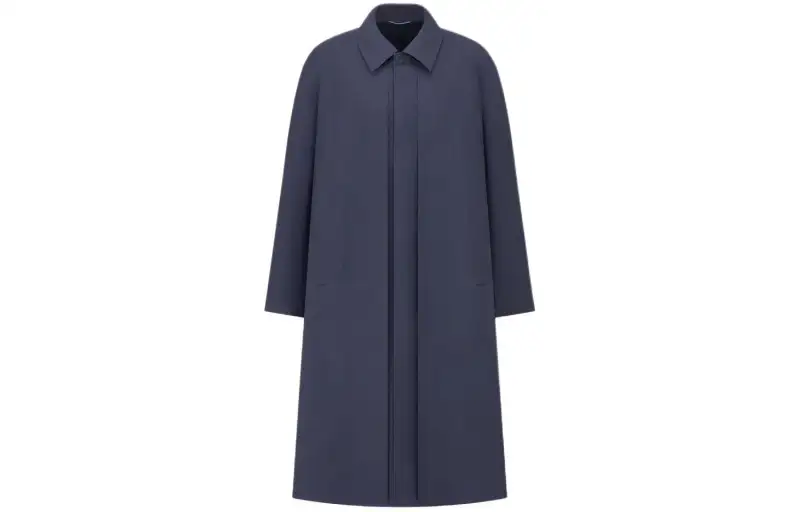 DIOR Coats Men's Blue Lapel Moderate Straight Fit