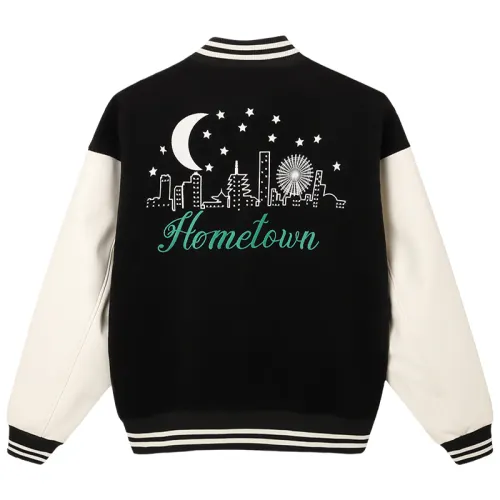 MIND ERROR Baseball Jerseys Unisex Black Baseball Collar Thickened Straight Fit