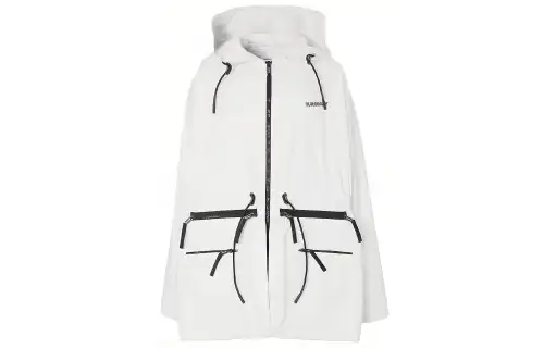 Burberry Coats Men's Glossy White Stand Collar Moderate