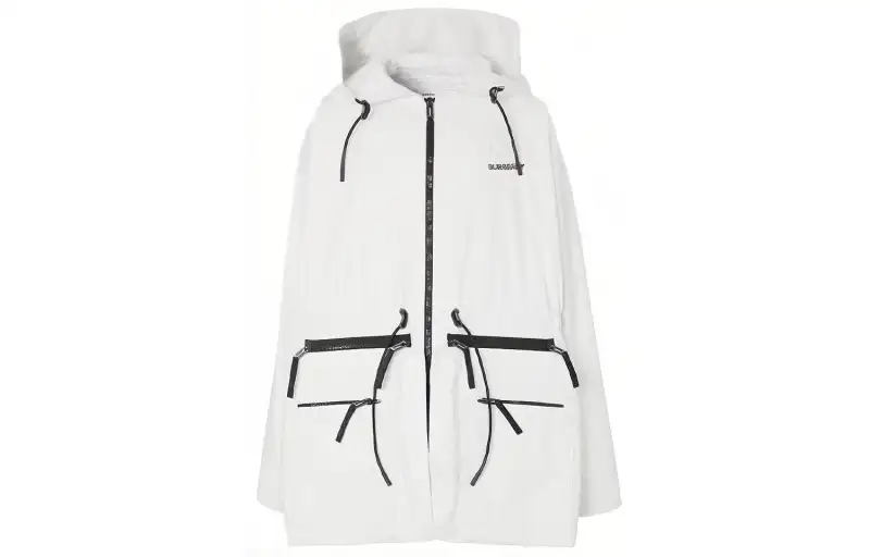 Burberry Coats Men's Glossy White Stand Collar Moderate